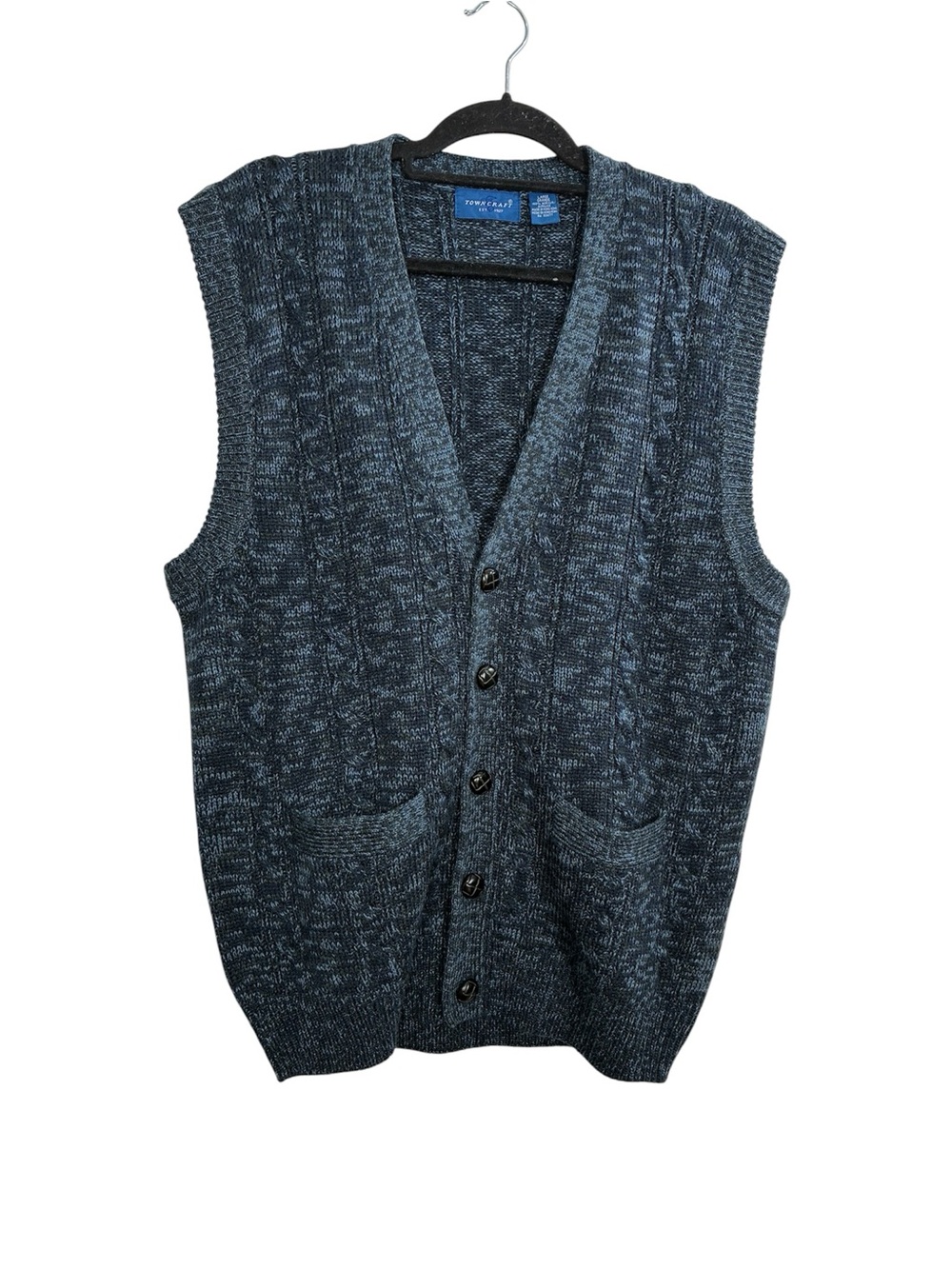 Towncraft Marled Button-Up Knit Vest with Pockets